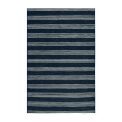 Tapis gris à rayures horizontales lavable à la machine