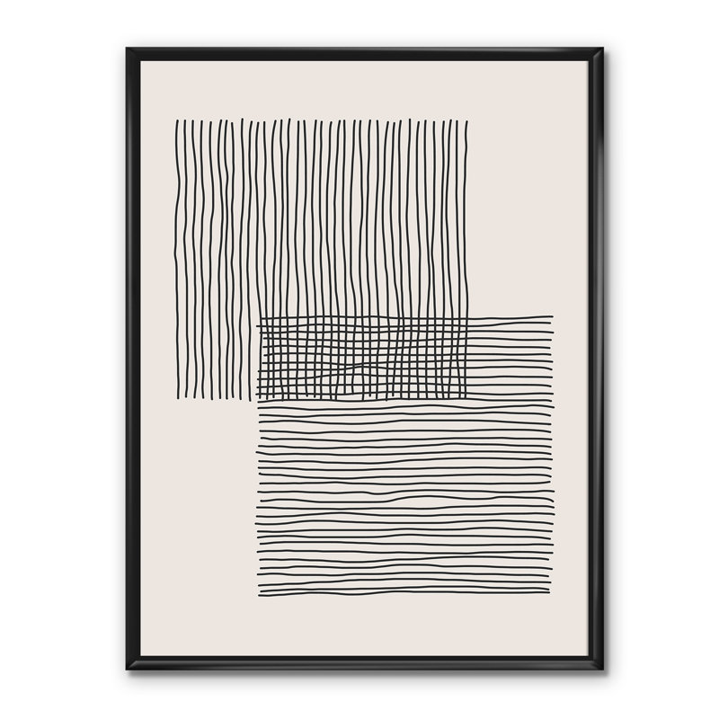 Minimal Geometric Lines and Squares II - reproduction sur toile, H 32 po x l 24 po x P 1 po, Toile avec cadre noir