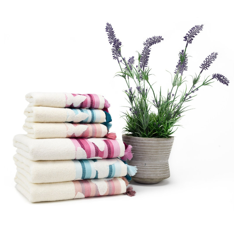 Butterfly 6 Piece Turkish Cotton Towel Set, Peach