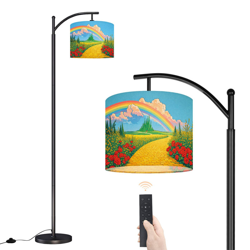Lampe sur pied Arc avec abat-jour réglable Route en briques jaunes menant à la lampe sur pied Oz Emerald City