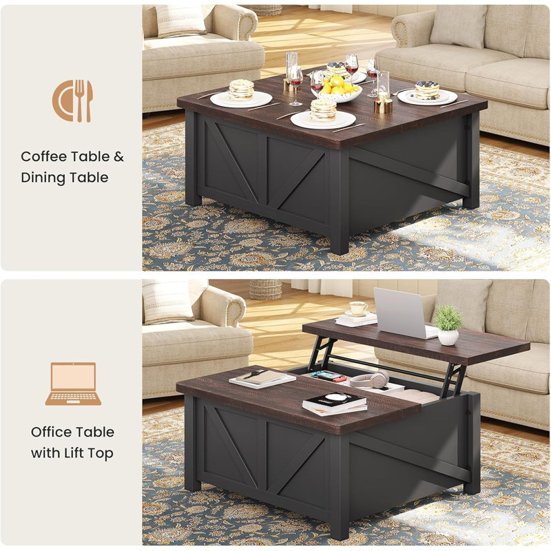 Gracie Oaks Lift Top Coffee Table With Storage Wooden Coffee Table With Drawer
