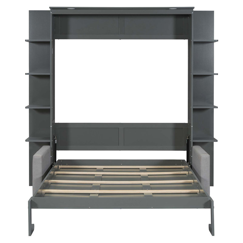 Lit escamotable peu encombrant avec canapé intégré, Gris