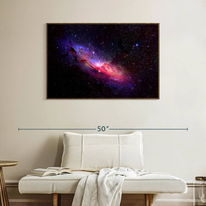 Galaxie dans l'espace, Cadre flottant noyer, 40 po x 27 po