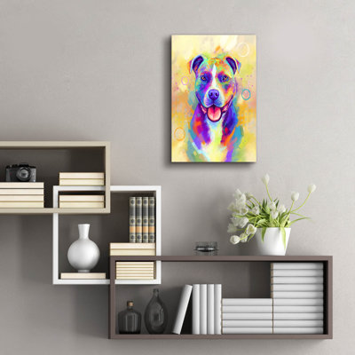 Art mural en verre épique «Pop Art Pit Bull 4» par Furbaby Affiliates
