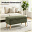 Banc de rangement avec repose-pieds 32 po en velours côtelé vert olive et pieds en bois-130156340