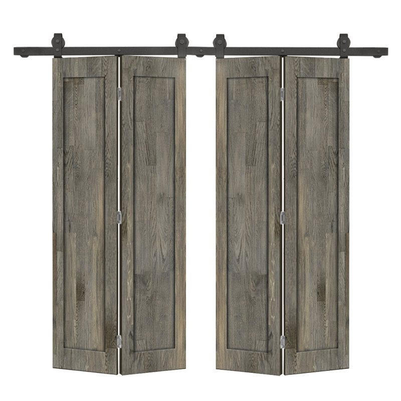 Ensemble de quincaillerie pour porte de grange coulissante double 1 panneau, 60 po x 84 po, Gris patiné