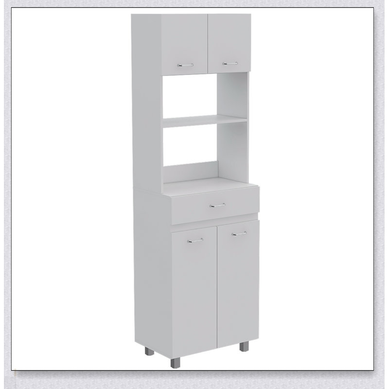 Pembrooke 2-Shelf 1-Drawer Microwave Pantry Cabinet, White