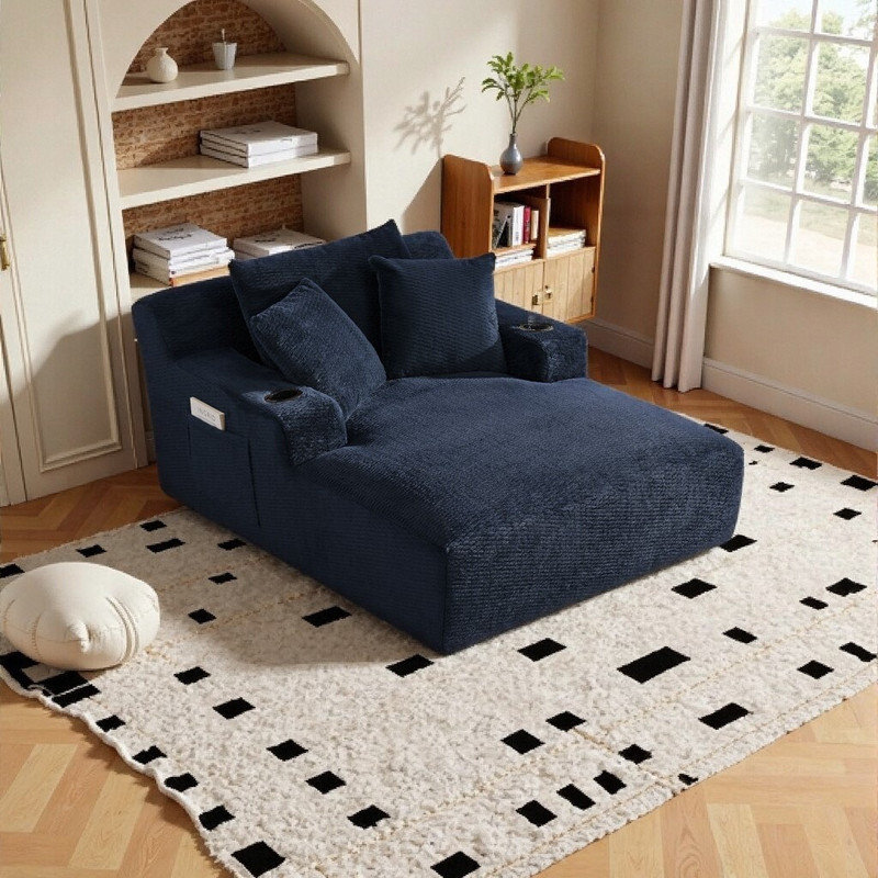 Méridienne surdimensionnée luxueuse - confort instantané, assemblage nul, Bleu