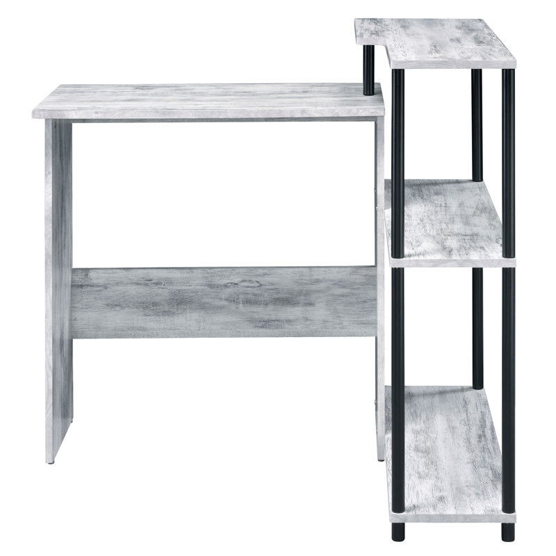 Bureau antique blanc et noir avec bibliothèque