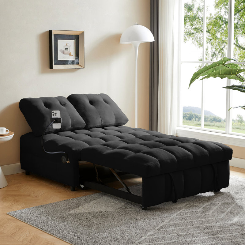 Lit moderne avec poupée 3a rembourrée de coton et de porto - velours noir