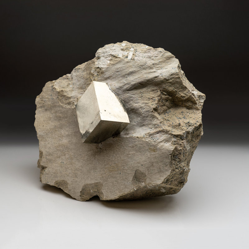 Large Genuine Pyrite Cube on Matrix