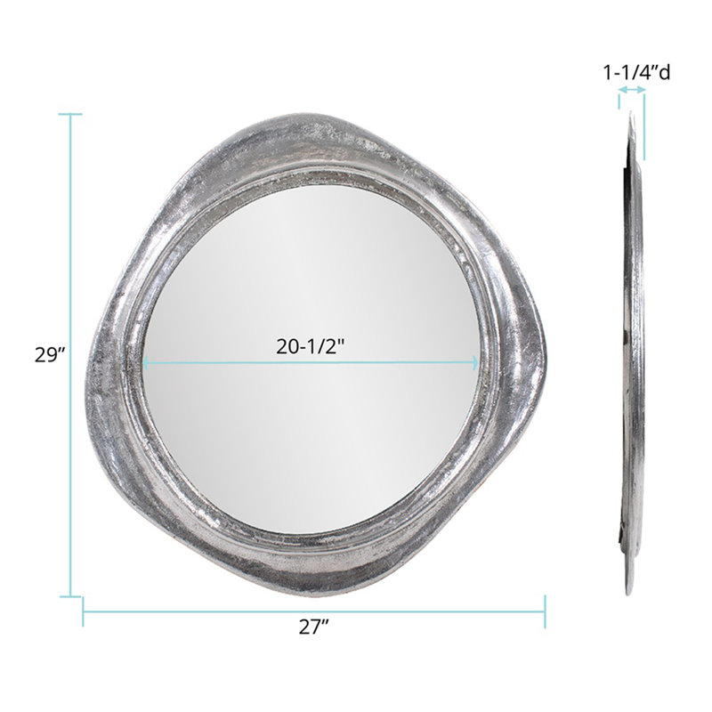Martine Abstract Cast Iron Mirror in Silver