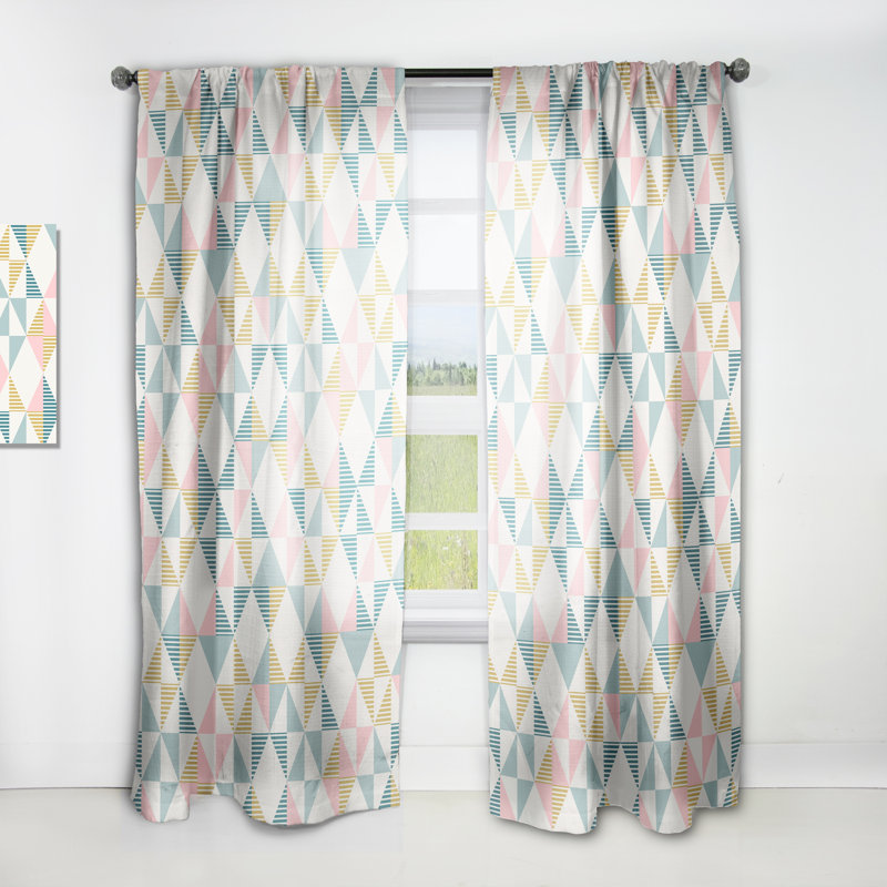Panneau de rideau simple semi-diaphane avec passe-tringle Mid-Century Diamond II, l 52 po x L 108 po