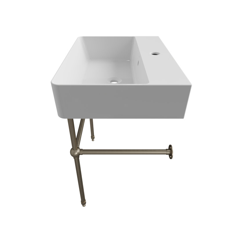 Nuo 2 23.38'' L Bathroom Sink, White/Brushed Nickel