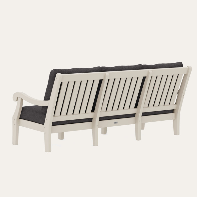 POLYWOOD x Birch Lane Verlyn Deep Seating Sofa, Ash Charcoal Cushion/Sand Frame