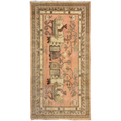 Tapis unique orange / beurre / brun de 5 pi 5 po x 10 pi 5 po Khotan