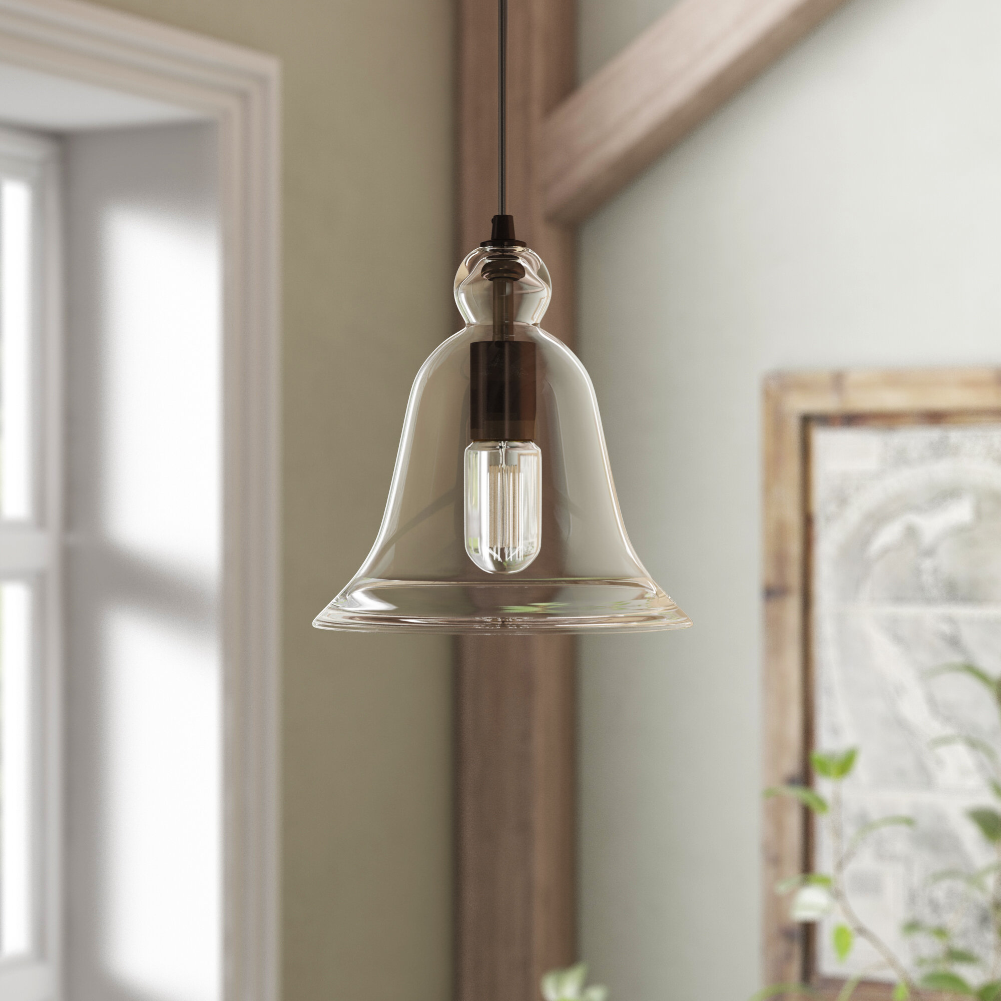 Glass bell deals shaped pendant light