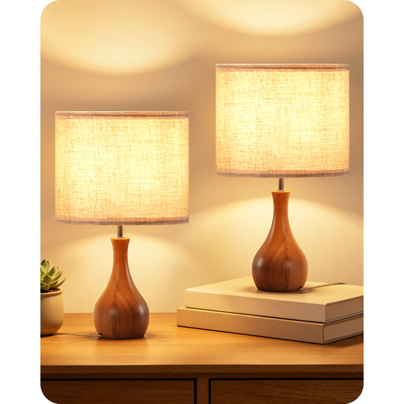 Petite lampe de table en bois massif 14,2 po