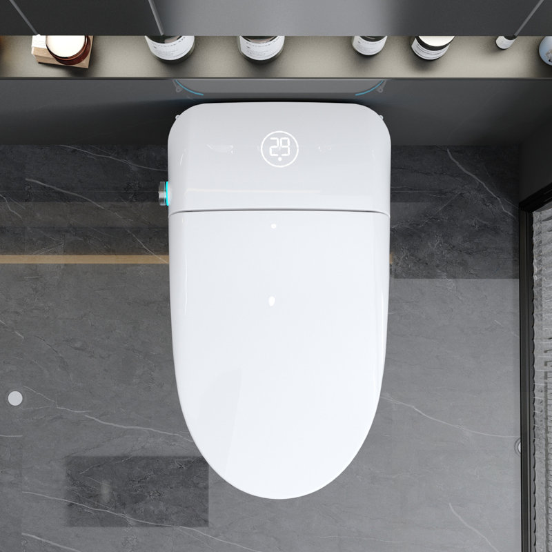 Toilette intelligente de luxe avec siège de bidet, ouverture / fermeture automatique, capteur de pied, affichage à DEL, veilleuse, eau chaude et sécheuse