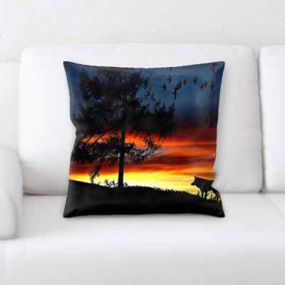 Carle Wolf By The Sunset Throw Pillow