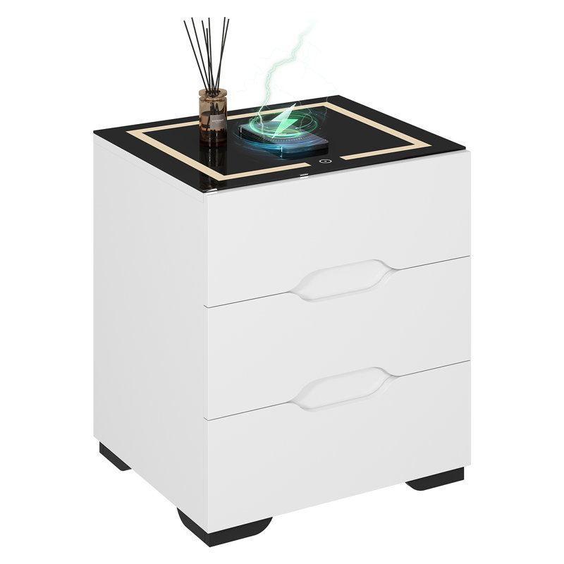 Emmariah 19.09'' W Nightstand, White/Black