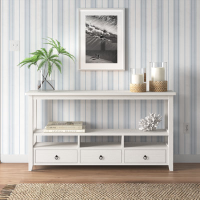 Meira 57.79" 3 Tier Vintage Solid Console Table with 3 Drawers and Shelves