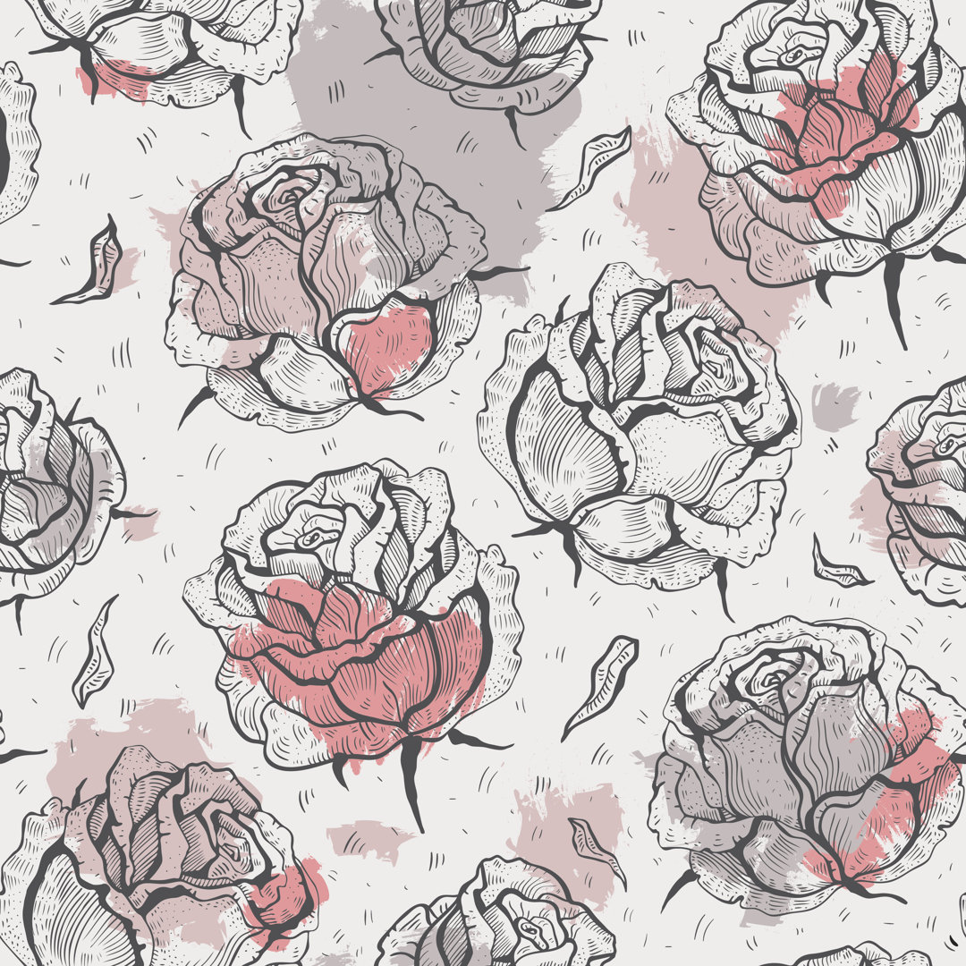 Tonsina Retro Roses by Katyau - Leinwandbilder auf Wrapped Canvas