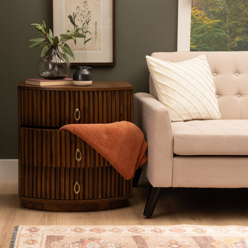 Chantel 3 Drawer Nightstand White, Brown