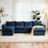 Canapé modulaire rembourré en chenille de 6 pièces avec repose-pieds amovible - entièrement comprimé, aucun assemblage requis