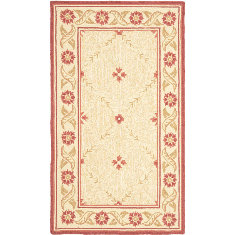 Tapis floral en laine touffeté à la main Iliomar, Rectangle 5 pi 6 po x 8 pi 6 po