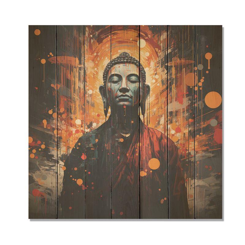 Harmony Buddha Harmony - Bouddhisme sur bois, H 15 po x l 15 po