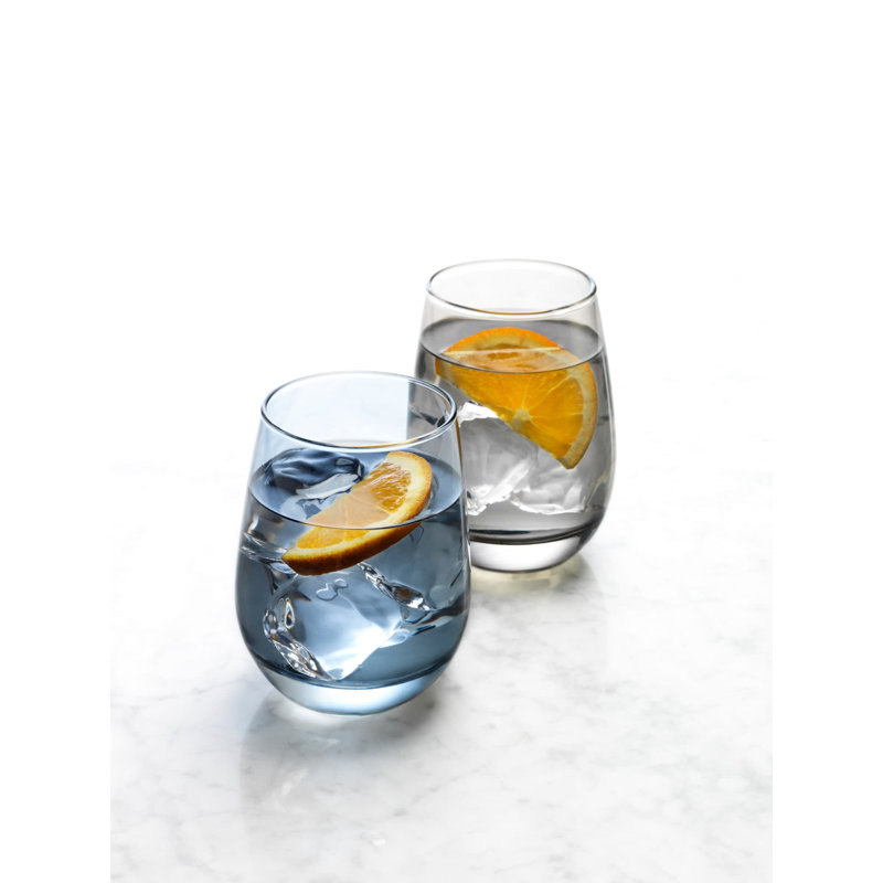 Libbey Stemless Glasses, Grey, 15.25-ounce, Set of 12, Moonstone Gray