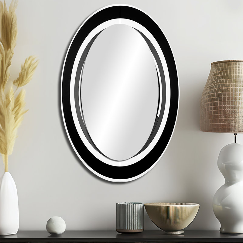 Miroir mural moderne noir et blanc Bauhaus, 36 po x 24 po