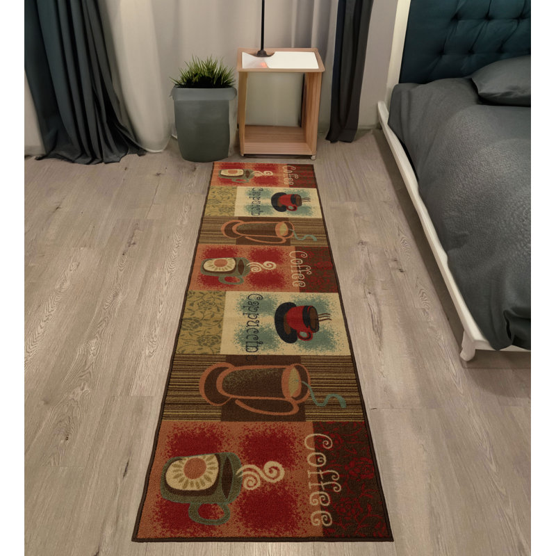 Junien Coffee Lover Cappuccino Kitchen Mat, Runner 1'11" x 6'11"