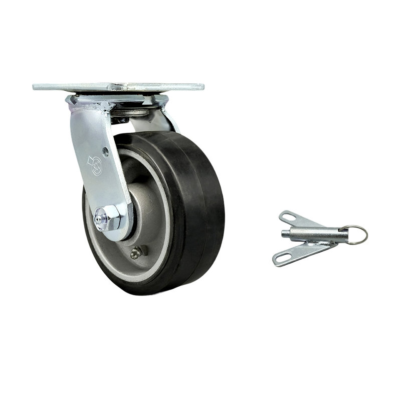 5 Inch Rubber on Aluminum Swivel Caster with Roller Bearing and Swivel Lock SCC|SCC-30CS520-RAR-BSL