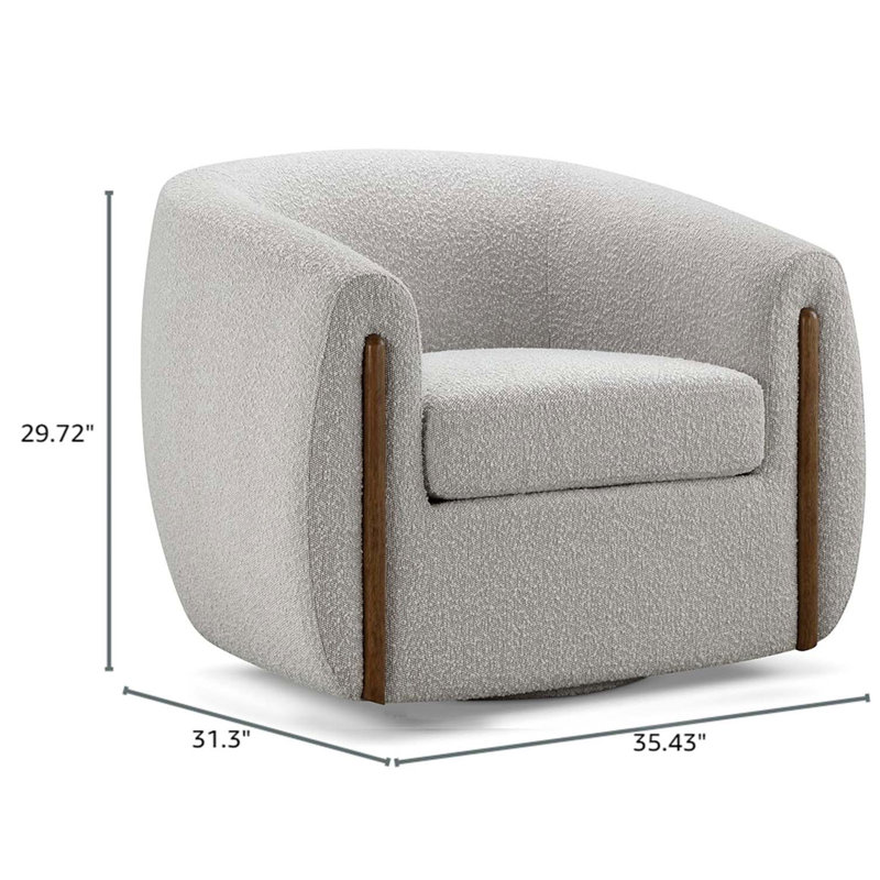 Botzow Upholstered Swivel Barrel Chair, Cream Polyester Blend