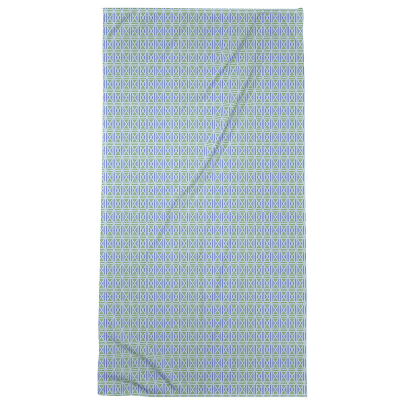 Serviette de bain à losanges, Bleu/vert