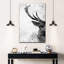 Visage de cerf noir et blanc sur toile-2068367187