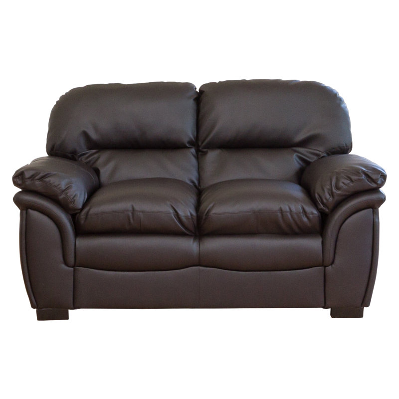 Sarno 2 Seater Faux Leather Loveseat, Brown