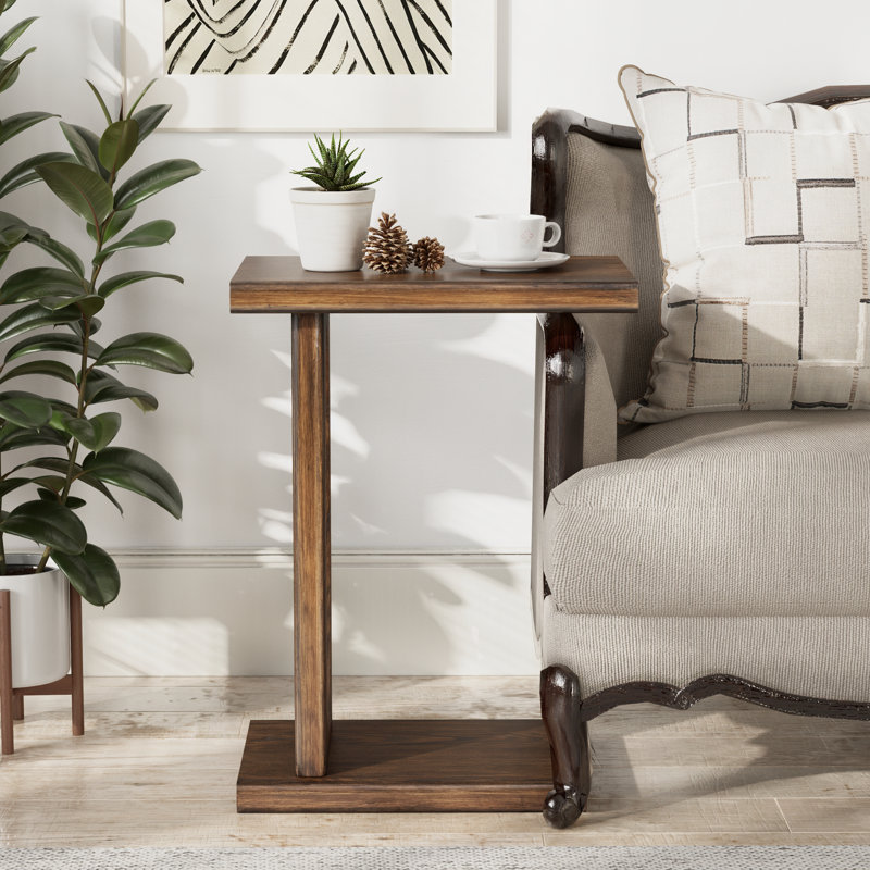 Table d'appoint rustique en forme de C