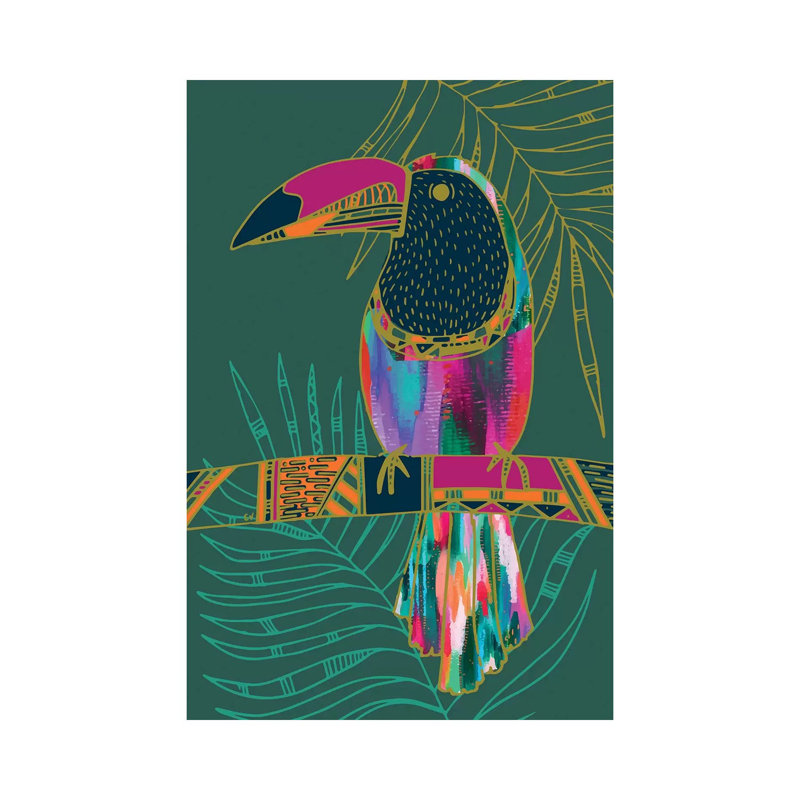 Impression d’art graphique, "Toucan" par EttaVee, Pas de tapis, Toile tendue, H 12 po x l 8 po x P 0,75 po