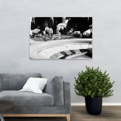 1960S Four Anonymous Unidentified People Gambling Casino Roulette Classic Retro Vintage Urban Architecture Art