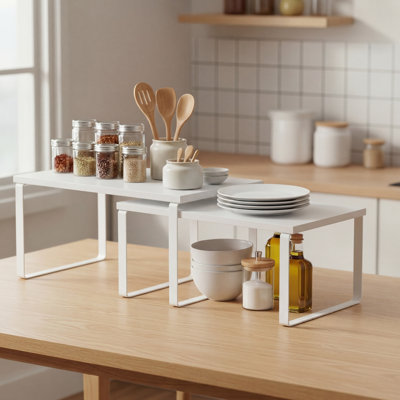 Ensemble de 2 organisateurs de tablettes extensibles, comptoir de cuisine et support à épices pour garde-manger et armoire