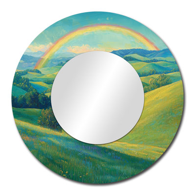 Rainbow In The Rolling Hills I - Traditional Decorative Mirror Wall Art - Printed On Metal