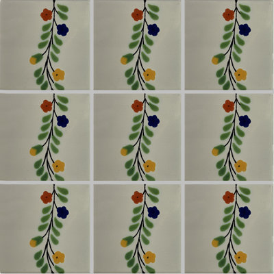 4.2" x 4.2" 9pcs TalaMex Bouquet Bower Talavera Mexican Tile