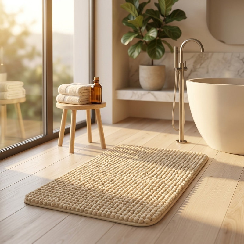 Chenille Bath Mat, Beige