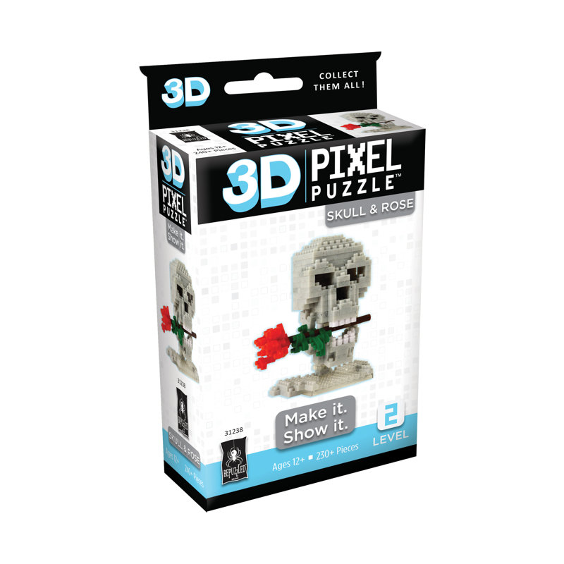 Crâne et rose 3D