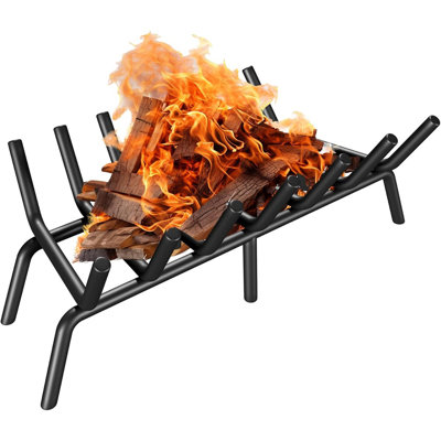 Grille de foyer 17 po, support à bûches de bois de chauffage, grilles de poêle à bois robustes pour outils de foyer de camping intérieur et extérieur