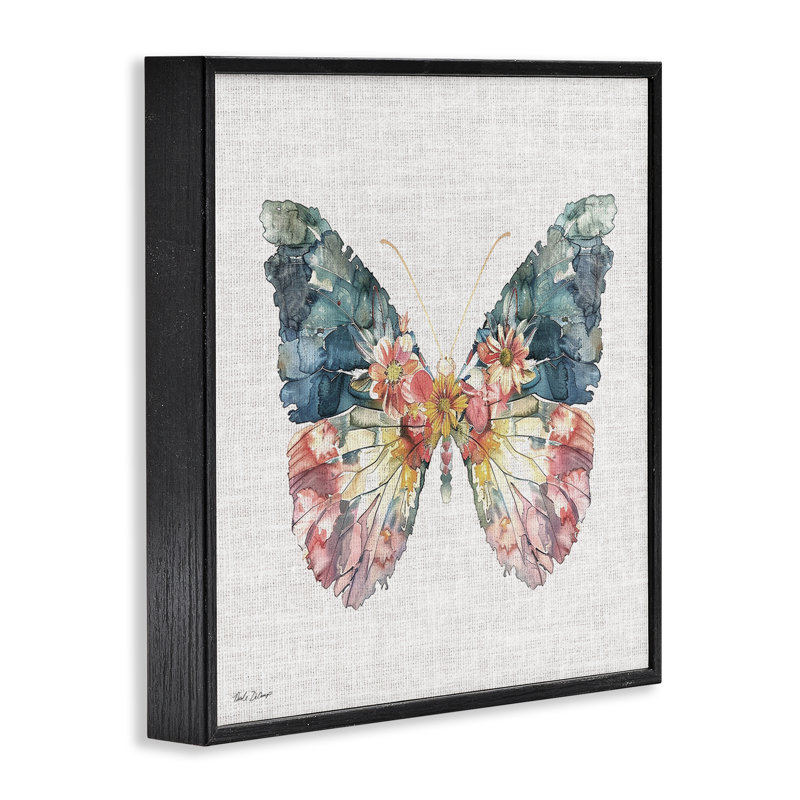 «Floral Flight Butterfly Wings», estampe numérique, conception par Nicole DeCamp, Giclée encadrée noir minuit