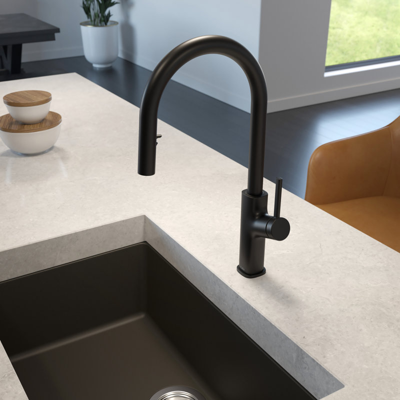 Robinet de cuisine escamotable Kalim MASIMO, Noir mat